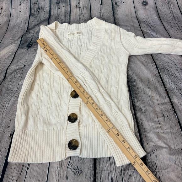 Old Navy Y2K 2007 Women's Button-Up Cable Knit Cardigan Cream 100% Cotton Sz Med - Picture 10 of 11